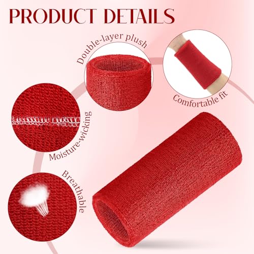 Image of WILLBOND 2 Pcs 6 Inch Wrist Sweatbands for Men and Women, Moisture Athletic Cotton Sweatband for Tennis, Basketball, Running
