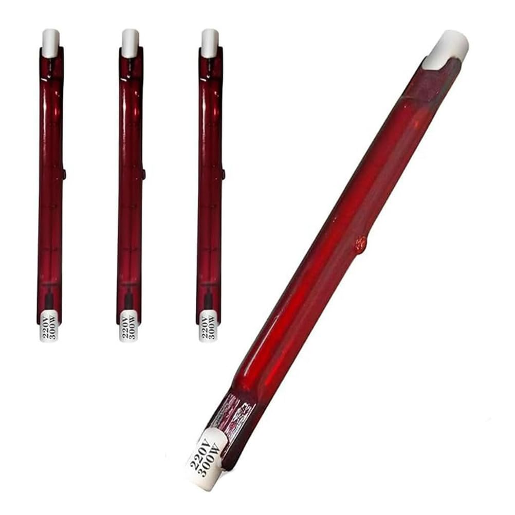 1000W Infrared Heat Bulb Dimmable, 254mm R7S Quartz Heating Halogen Bulb, 1000lm, AC 220V Ruby Heater Lamp for Heatmaster U3, No Flicker, 360° Beam Angle,254mm,300W 4 Packs