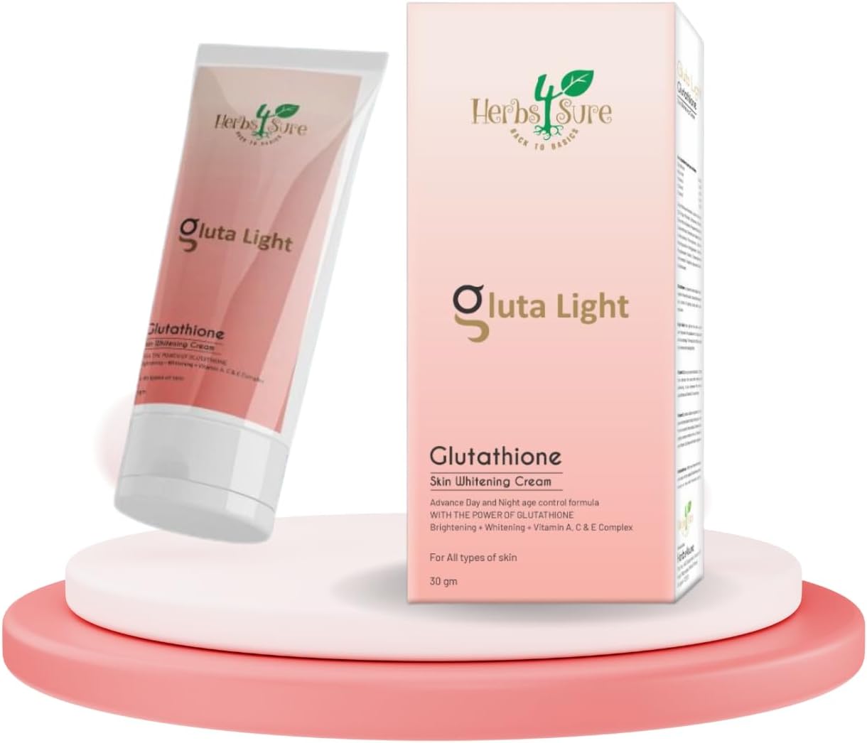 HERBS 4 SURE Glutathione Skin lightening & brightening cream|Anti Aging cream for face|For Pigmentation & Tan removal |For all skin types| Light weight & Effective skincare solution |30gm