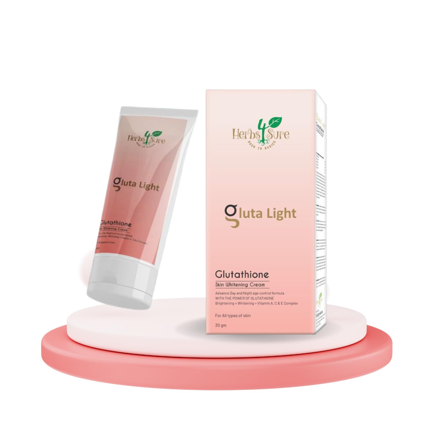HERBS 4 SURE Glutathione Skin lightening & brightening cream|Anti Aging cream for face|For Pigmentation & Tan removal |For all skin types| Light weight & Effective skincare solution |30gm