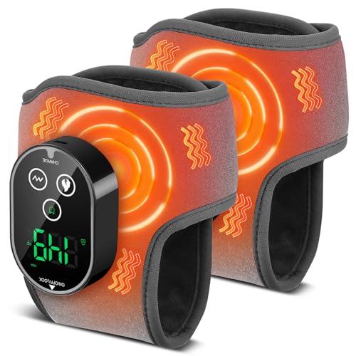 BAISEMAIN 2PCS Foot Renew Massager for Neuropathy - Ankle Heating Pad with Massage, Portable Cordless Design for Home & Travel Use, Gray