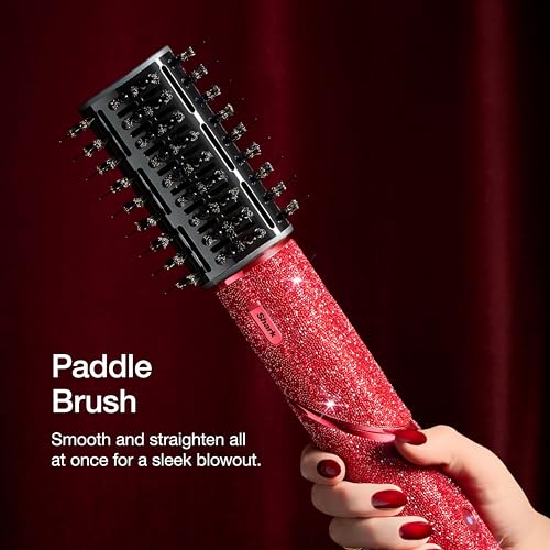 Image of Shark FlexStyle Air Styling & Drying System | Powerful Hair Dryer & Multi-Styler | with Auto-Wrap Curlers, Diffuser, Oval & Paddle Brush, Concentrator Attachment | Red Sparkle | HD442JR
