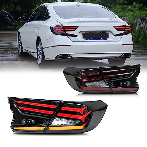 inginuity time LED Tail Lights For Honda Accord 10th Gen 2018 2019 2020 2021 2022 Animation DRL Sequential Indicator Rear Lamp Assembly (Black)