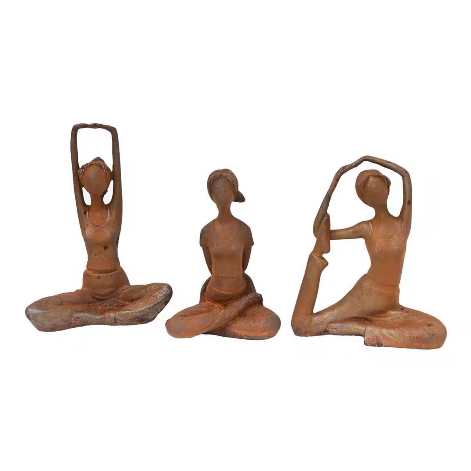 JJJing5 Decor Cast Iron Yoga Statues Figurines Vintage Pose Sculptures for Home Décor Nightstand Accessories(Pack of 3)