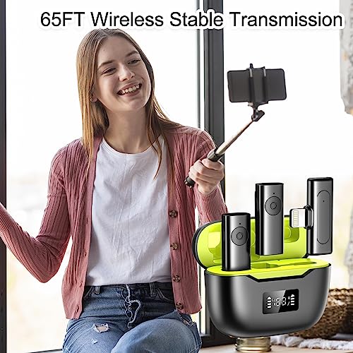 Aptkdoe Professional Wireless Lavalier Microphone Cordless Omnidirectional Condenser Noise Reduction Wireless Lapel Mic For Video Recording, Plug-Play Wireless Clip Mic For Youtube, Interview #TOP2