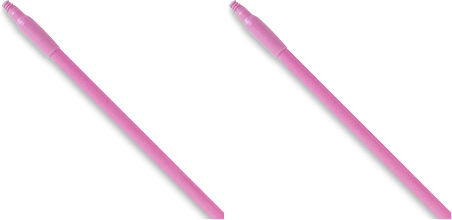 SPARTA 41225EC26 Fiberglass Broom Handle, Mop Handle, Replacement Handle with Acme Threaded Tip for Commercial Cleaning, 48 Inches, Pink (Pack of 2)