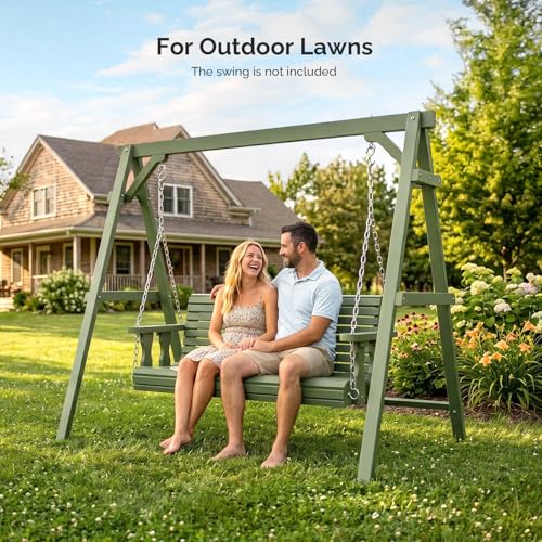 Image of VINGLI 6.9FT Wooden Porch Swing Frame for 5FT Swing, Green