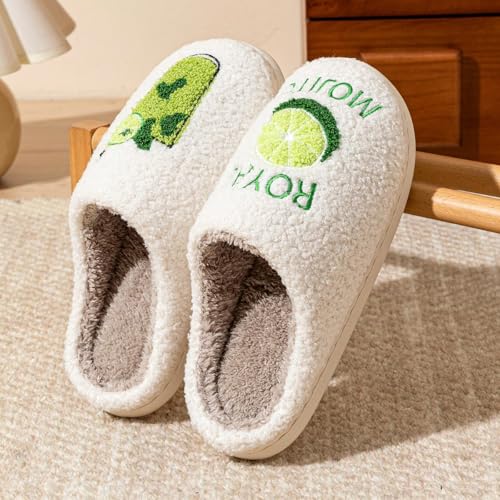 Image of Espresso Martini Slippers for Women Men，Fuzzy Warm Martini Glasses Slippers，Funny Soft Creative Design House Shoes
