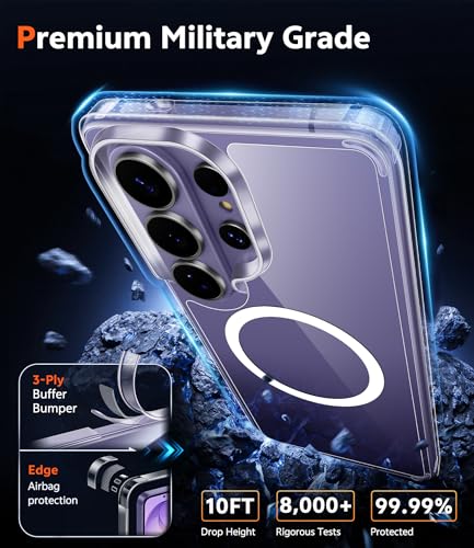 Image of FNTCASE for Samsung Galaxy S26-Ultra Case: Clear Magnetic Phone Cases with Screen Protector Compatible with Magsafe Slim Anti Yellowing Rugged Protective Transparent Cell Phone Cover (Clear Magnetic)