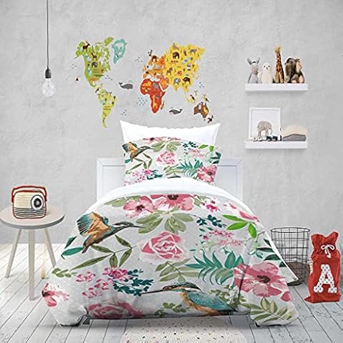 CEFCKB Double Bedding Duvet Cover Sets 3 pcs with Zipper Closure + 2 Pillowcases - Pink flower bird Ultra Soft Easy Care Hypoallergenic Microfiber Quilt Covers Sets 200x200cm Cover