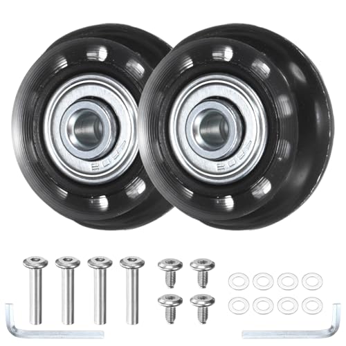 TIXIPEM Ruedas de repuesto para maleta de equipaje [2 piezas] – Kit de reparación de ruedas de goma de 40 x 17 mm con rodamientos ABEC-7 y ejes de 6 mm para maletas de viaje con ruedas y ruedas