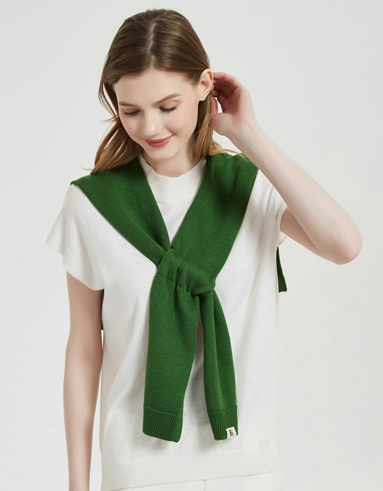 Women's Casual Knit Sweater Shawl Wrap Tied Detachable Fake Collar Triangle Knotted Shawls Travel Cape Shoulder Tops - Image 4