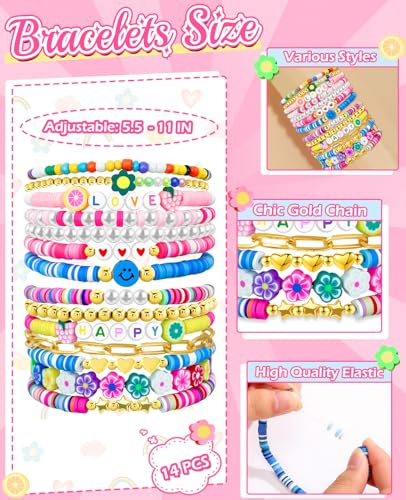 14-Pcs-Preppy-Friendship-Bracelets-Set-Gifts-for-Teen-Girls-12-14-16-18-13-15-Year-Old-Colorful-Beaded-Charm-Boho-Jewelry-for-Women-Valentines-Day-Christmas-Birthday-Gifts-Idears 14 Pcs Preppy Friendship Bracelets Set Gifts for Teen Girls 12 14 16 18 13 15 Year Old Colorful Beaded Charm Boho Jewelry for Women Valentines Day Christmas Birthday Gifts Idears