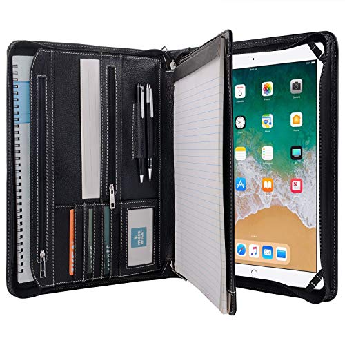 Black Leather Portfolio With Notepad,Ipad 12.9 Portfolio Organizer #TOP3