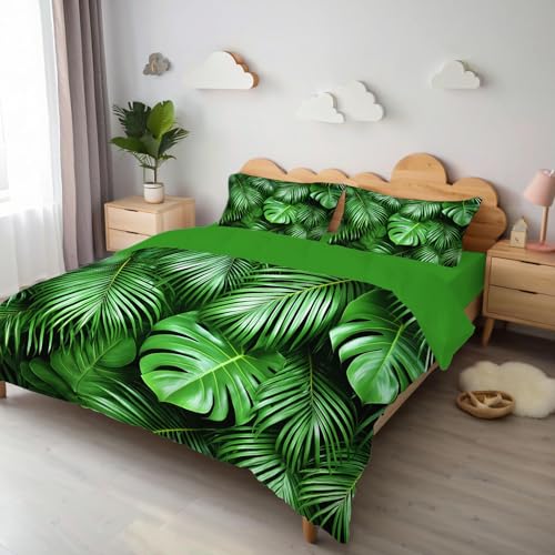 Housse de couette 200x200cm douce en motif feuilles de palmier pour un sommeil apaisé - 4