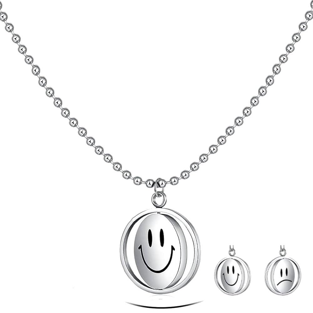 Via Mazzini Platinum Plated Radiant Revolving Smiley Happy/Sad Face Necklace For Men And Women (NK1150) 1Pc (B0CXXJCZRR) Amazon Price History, Amazon Price Tracker