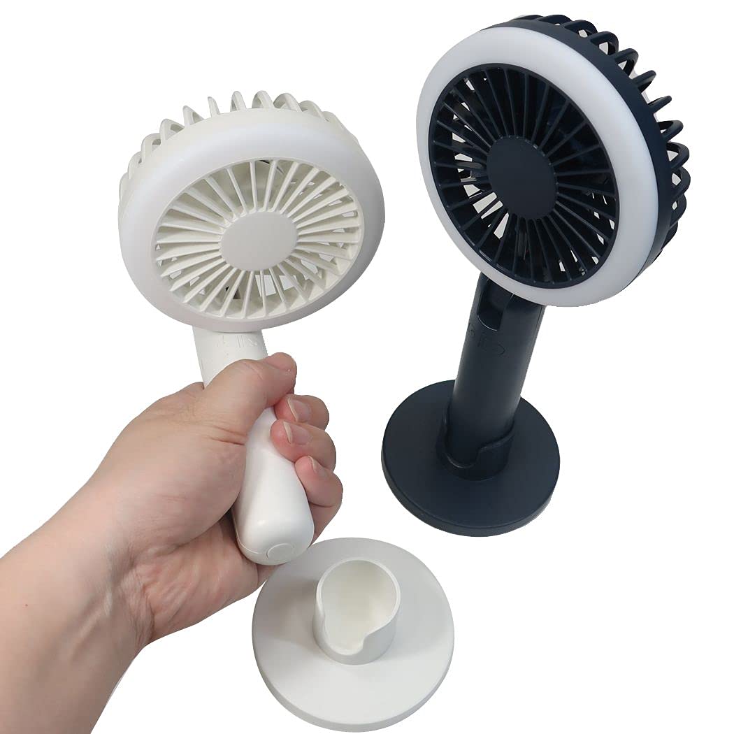 Amazon.co.jp: [携帯用扇風機]LEDライト付き ハンディファン/ネイビー