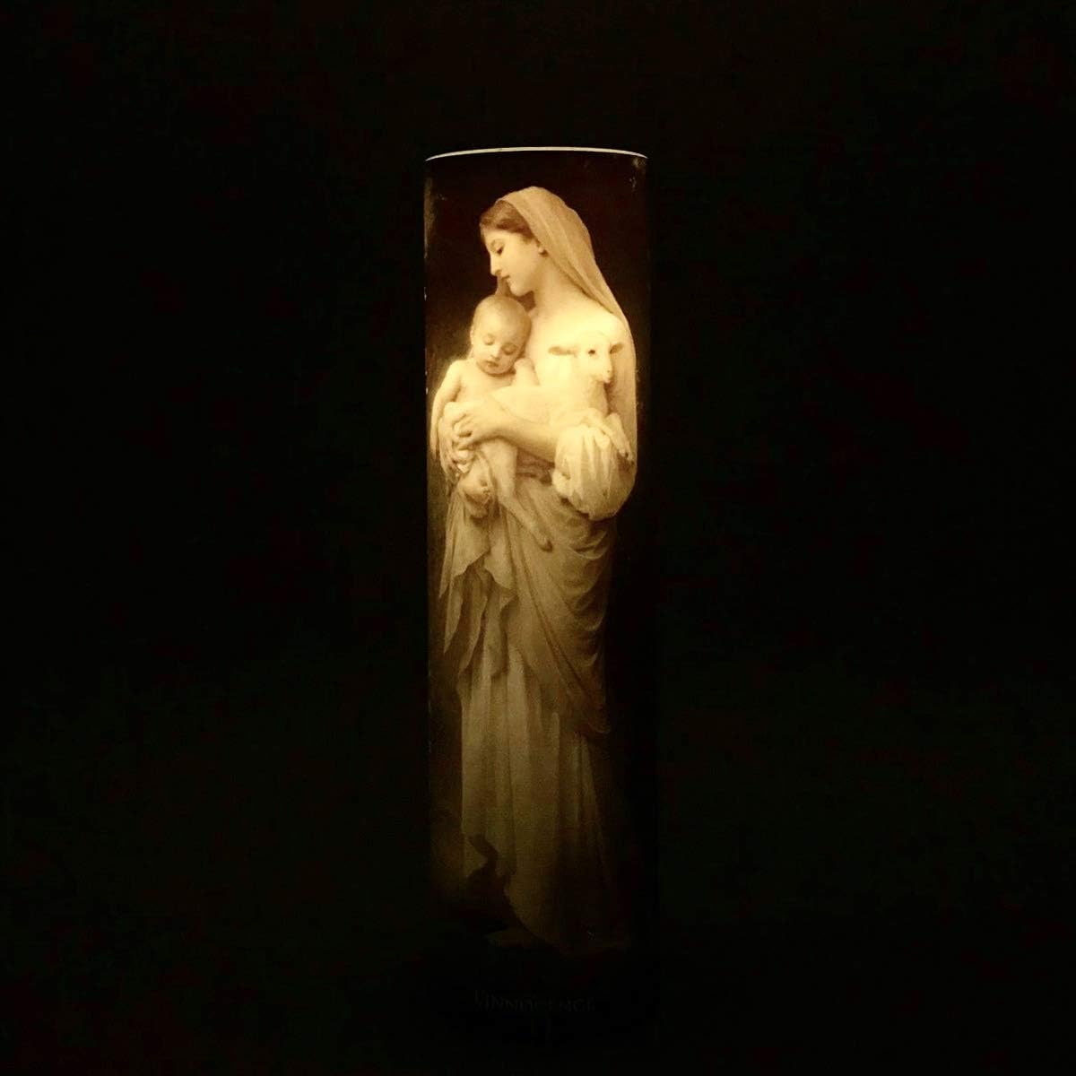 L'Innocence. LED Flameless Devotion Prayer Candle, Religious Gift, 6 Hour Timer for More Hours of Enjoyment and Devotion! Dimensions 8.1875" x 2.375"