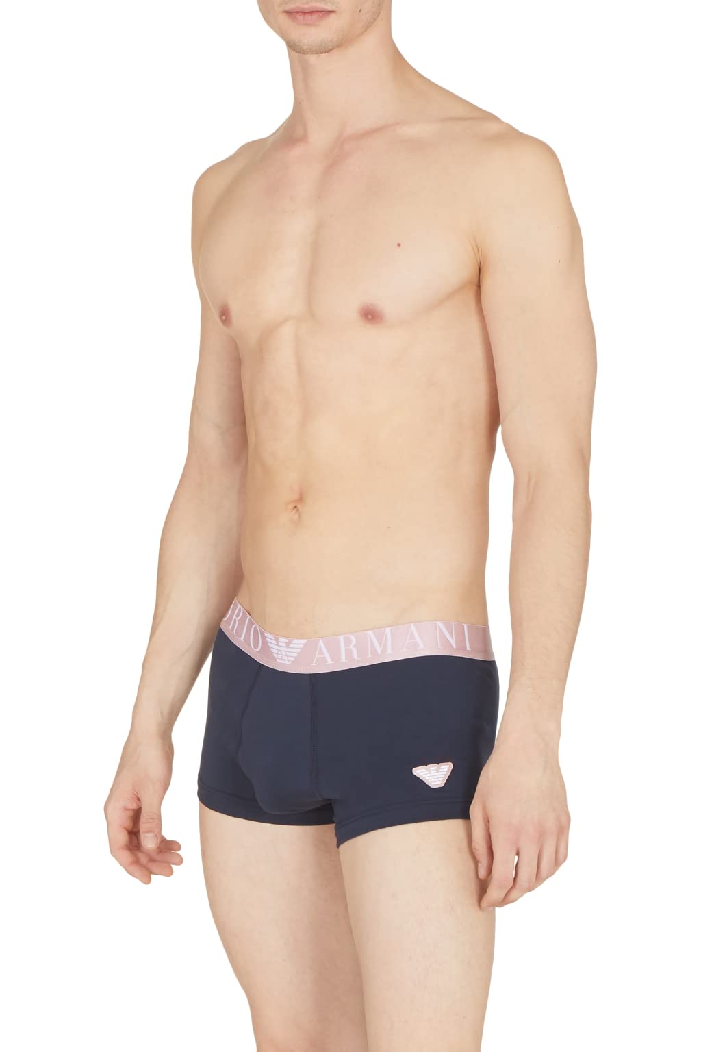 Emporio Armani Men's Marine Underwear Trunk Shiny Logoband, Small