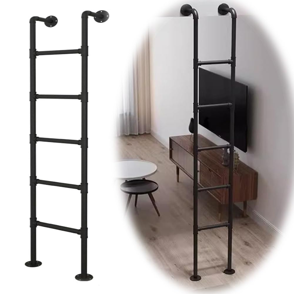 Escalera de Emergencia Industrial Negra, metálica, para literas, altillos, Montaje en Pared, Uso Interior y Exterior, Alturas Disponibles: 60 cm, 120 cm y 150 cm. Fácil instalación. Diseño d