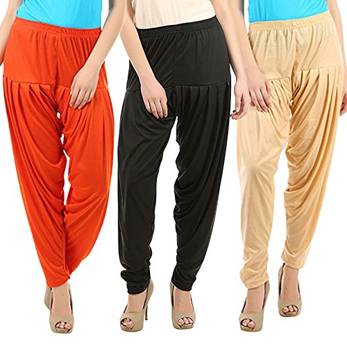 Image of Buy That Trendz Patiala Pants for Women 3 Combo Womens Viscose Relaxed Pants Pack of 3