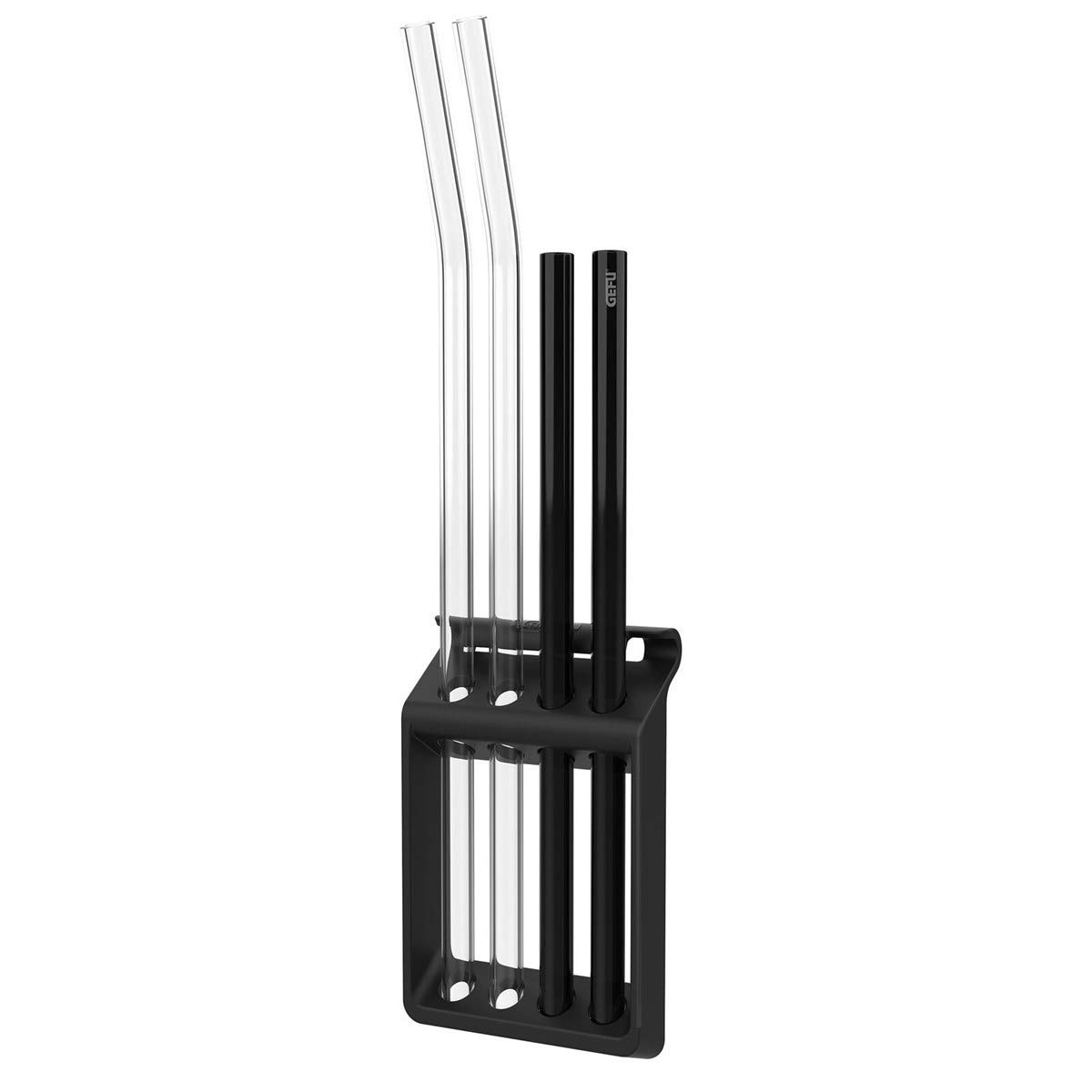 Gefu Straw Rinsing Basket Future for 4 Straws Straw Rinsing Basket Plastic, Charcoal, 6.2 x 2.5 x 10 cm