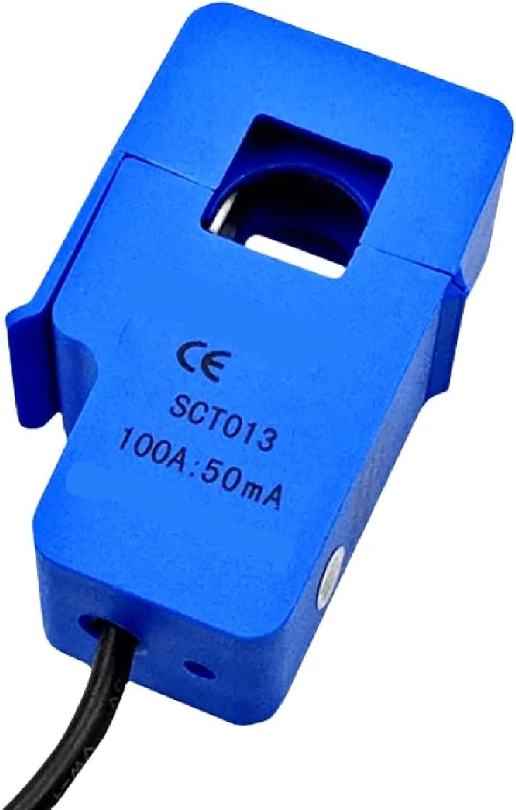 SCT-013 Non-Invasive Split Core Current Transformer Sensor, 100A:50mA, AC/DC Current Measurement with 3.5mm Jack (50A 1V)