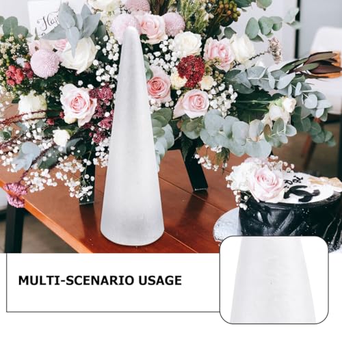 Cono de espuma blanca de 30 cm para árbol de Navidad y centro de mesa 7