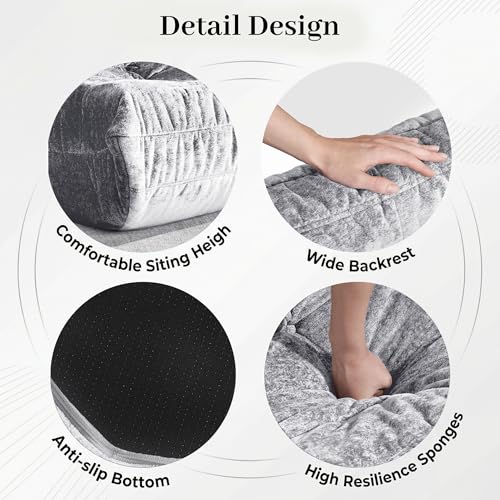 Image of Bean Bag Chair, 2 Seater Lazy Bean Bag Sofa Memory Foam Couch, Giant Bean Bag Chairs for Adults, Loveseat Fireside Chair for Living Room, Bedroom, Office(Light Grey)
