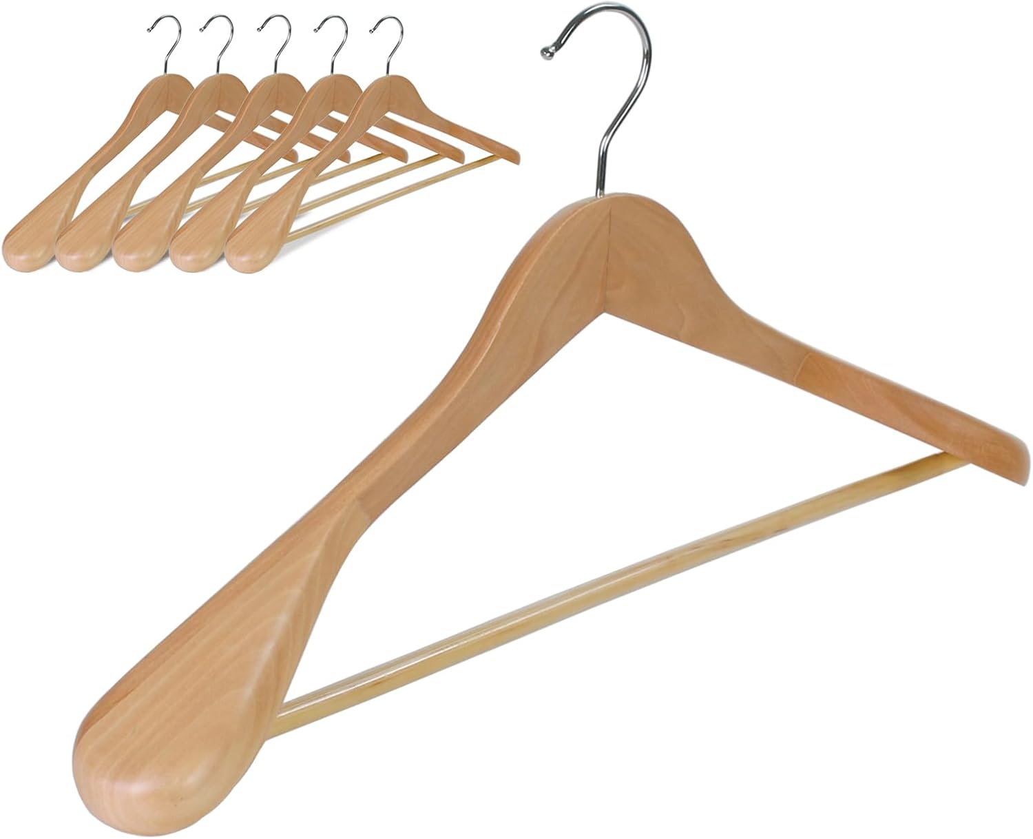 Homa Jia Wide Shoulder Wooden Hangers, Luxury Soild Wooden