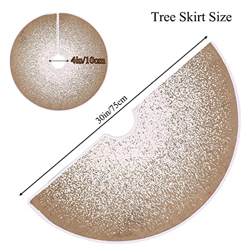 Hohotime Burlap Christmas Tree Skirt, 30 Inch Tree Skirt Mat With Glitter Snowflake Dot Snow Pattern Pattern For Natural Rustic Tree Skirt Holiday Decoration #TOP4