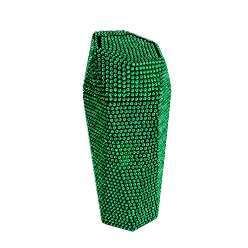 Image of Bling Rhinestone Garbage Can, Sparkly Car Trash Can with Lid, Leakproof Trash Bin, Mini Garbage Bin for Automotive, Home, Office, Kitchen, Bedroom (Green)