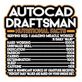 Autocad Draftsman Vinyl Decal Sticker 3.5in – Nutritional Facts Quote for Laptops, Water Bottles, Cars, Bumpers, Toolboxes – Gift for Coworker, Birthday, Christmas – Waterproof Vinyl, Easy Peel