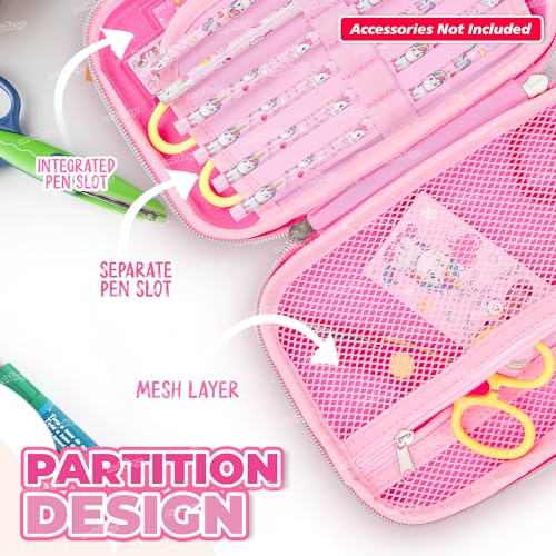 Image of Zest 4 Toyz Fluffy Unicorn Pencil Case for Kids Feathery Touch Cute Rainbow Design Large Capacity Stationery Organizer with Compartments School Zipper Pouch for Girls-Assorted Color Design