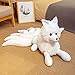 Decanyue 50cm réaliste Neuf queues Renard Jouets en Peluche Animal en Peluche Renard à Neuf queues Kitsune poupées Cadeaux créatifs pour Filles Blanc Renard Roux Jouets 32x63cm Blanc