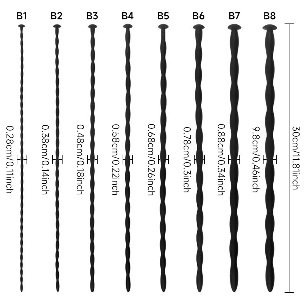 Set dilatatori penieni in silicone 8 pezzi – penis plug e sonde uretrali per uomini, stimolazione prostatica, giochi erotici maschili intensi e sounding uretrale (B)