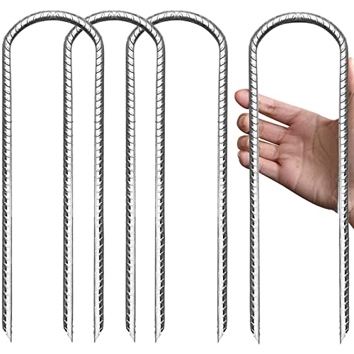 Eurmax USA Trampoline Stakes Wind Stake 12 Inch Heavy Duty Stake Safety Ground Anchor Galvanized Steel Wind Stakes, 4pcs-Pack (Silber) thumbnail