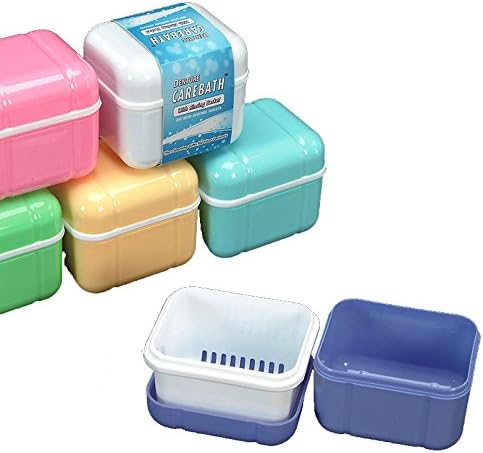 1pcs Denture Bath Container with Rinsing Basket Cleaning Tool