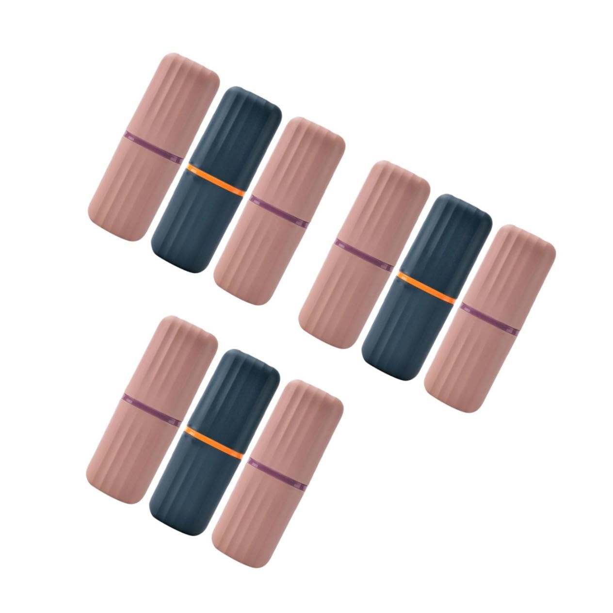 9 Piezas Tazas para Cepillos de Dientes de Viaje Plástico Reutilizable Diseño Minimalista Rosa y Azul Estuche Compacto para Almacenamiento y Enjuague para Uso Familiar y Viajes