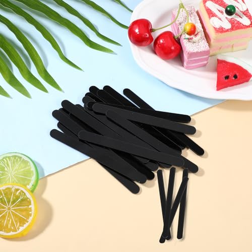 30 Stück 11,5 cm Große Acryl-Stäbchen, Eisstiele, Wiederverwendbare Eisstiele, Kuchenformen, Mini-Eisstiele, Kuchenstäbchen, für selbstgemachtes Eis, Kuchen, DIY-Kunst (Schwarz)