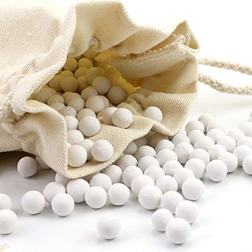 LeonBach 2.2 LB 10mm White Pie Weights with Canvas Bag, Ceramic Pie Weights Baking Beans Baking Beads Pie Pan Stoneware - Thumbnail 4