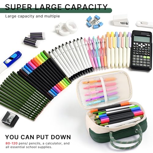 Image of TOPBIDAI Large Pencil Case Pouch School Supplies for Girls Boy Women Men | Big Pencil Bag with 5 Compartments, Easy Grip Handle, Office College School Pencil Box