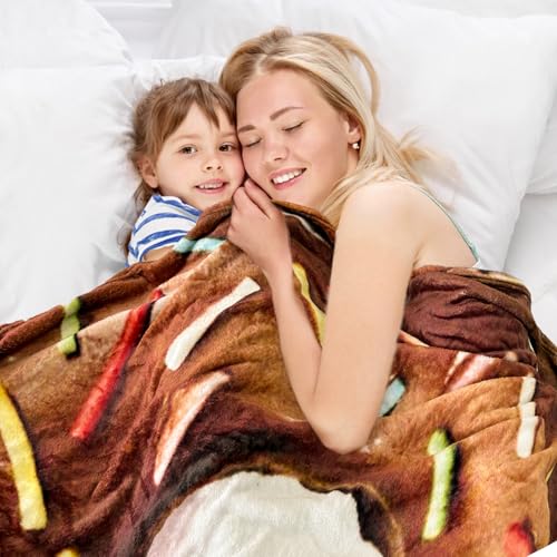 Image of Bnuitland Brown Donut Blanket, 300 GSM Double Sided Giant Realistic Funny Gift Throw for Sofa Bed, Super Soft Novelty Food Blanket for Kids /Pets and Adults