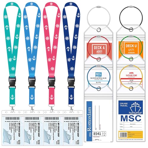 Recopilación de Soportes para maletas comprados en linea. 45 4 cordones de crucero con 6 soportes para etiquetas de equipaje de crucero, cierre de cierre transparente con cordón de crucero y tarjetero para carnaval, NCL, MSC, Princess...