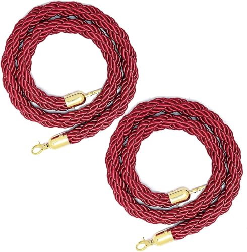 Corde de stanchion en nylon rouge 500cm aux finitions dorées luxe