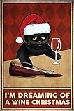 Photo Gallery yelacecca poster natalizio con gatto nero e scritta "i m dreaming of a wine", decorazione artistica da parete per casa, ufficio e cottage, divertente, vintage, in metallo, 40,6 x 30,5 cm Photo Gallery yelacecca poster natalizio con gatto nero e scritta "i m dreaming of a wine", decorazione artistica da parete per casa, ufficio e cottage, divertente, vintage, in metallo, 40,6 x 30,5 cm