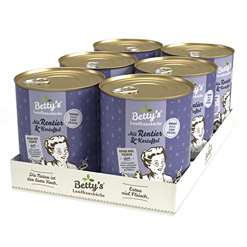 Betty's Landhausküche Hund Rentier mit Kartoffel 6 x 800 g Für alle Hunderassen geeignet Hohe Bioverfügbarkeit Wir achten auf Beste Qualität