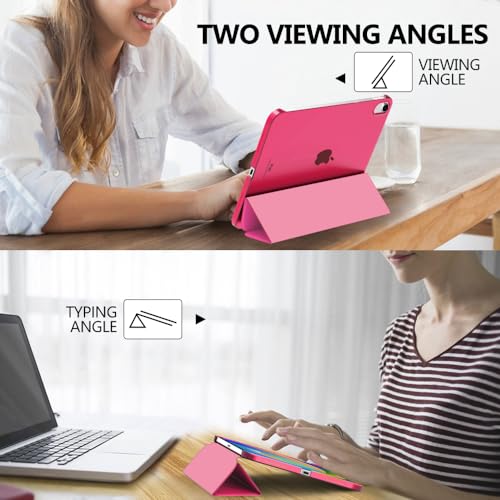 Image of MoKo for iPad (A16) 11th Generation Case 11 Inch 2025, iPad 10th Generation Case 10.9 Inch 2022, Slim Stand Hard PC Translucent Back Shell Smart Cover, Support Touch ID, Auto Wake /Sleep, Persian Pink