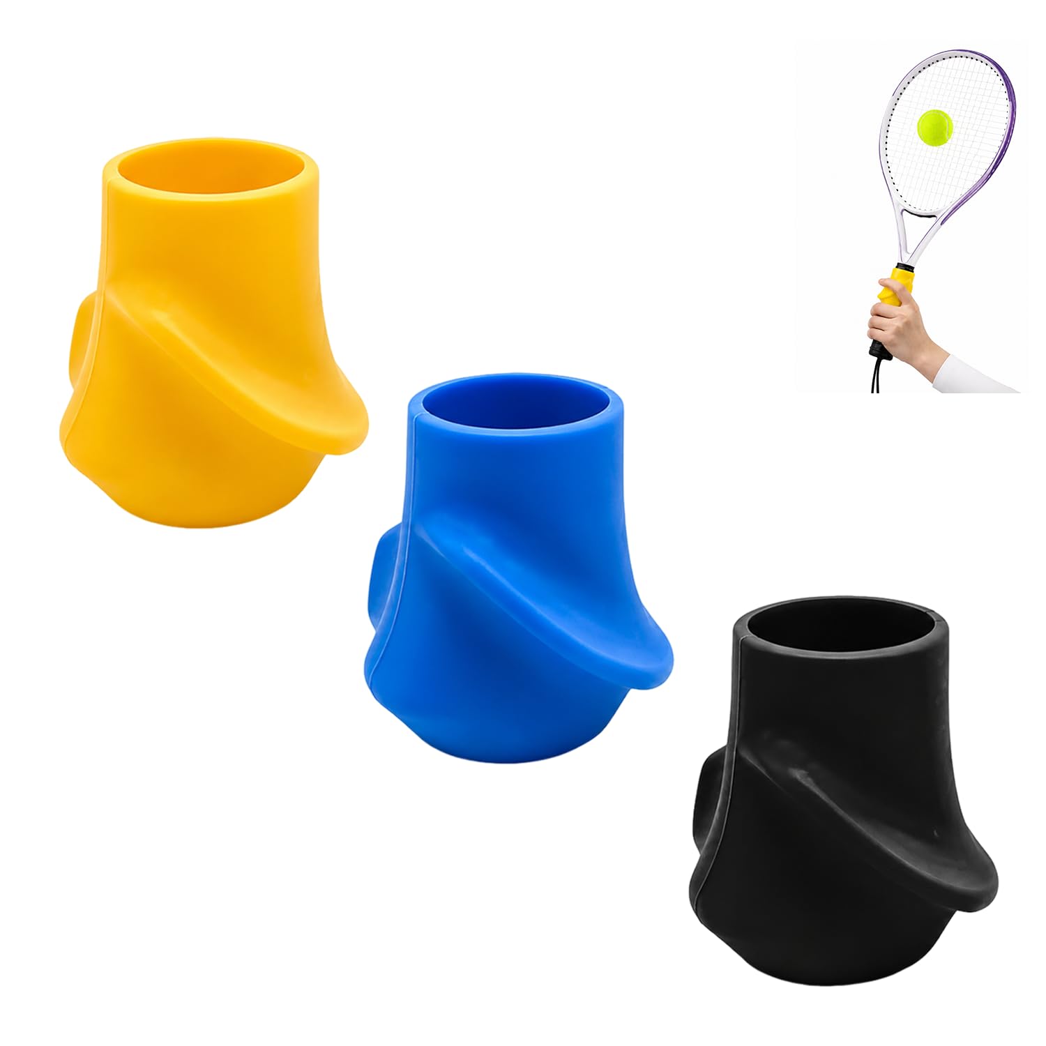 Tennis Training Racket Grip Corrector Silicone Skills Practice Tool Durable Sports Accessory Device Anti-Slip Hand Position Ergonomic Grip Aid Beginners Helps Players To Develop Proper Hitting (3PCS)