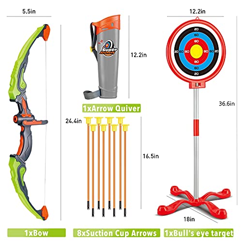 Doloowee Bow And Arrow For Kids With Led Lights - Upgrade Archery Set Toys Includes 1 Super Bow, 8 Suction Cups Arrows, 2 In 1 Target And Quiver, Indoor And Outdoor Toys For Kids #TOP2